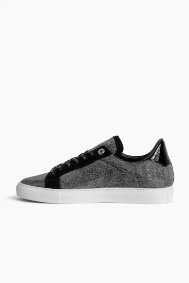 NEW ZADIG & VOLTAIRE sparkle sneaker in silver - Picture 2 of 2